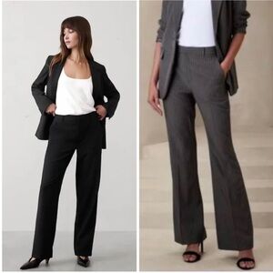 2 Banana Republic Sculpted Stretch Trousers Black Straight & Gray Stripe Bootcut